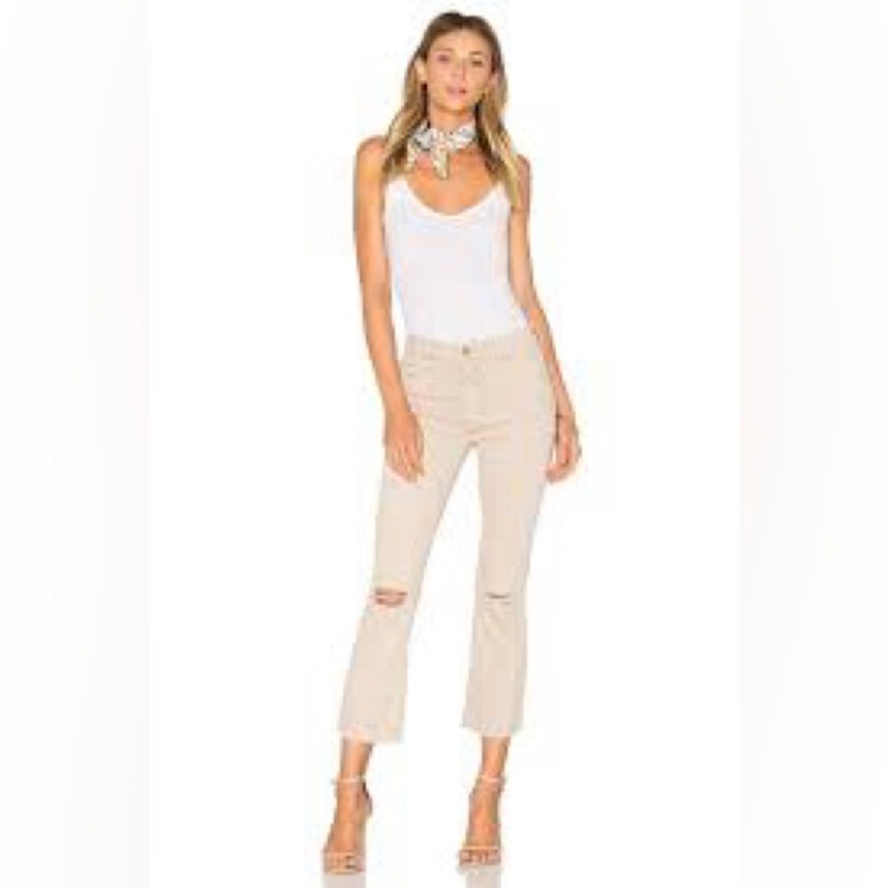 Mother Inside Crop Fray Blow by Blow khaki jeans